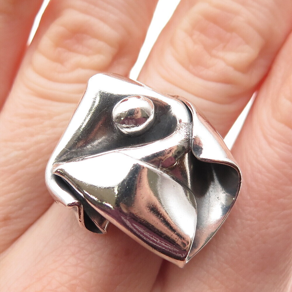 BOM Iceland 925 Sterling Silver Vintage Modernist Oxidized Ring Size 9